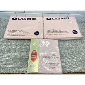 Cannon VTG Sheets Solid Pink Full Set W Pillowcases Non Iron Percale NIP NOS HG3